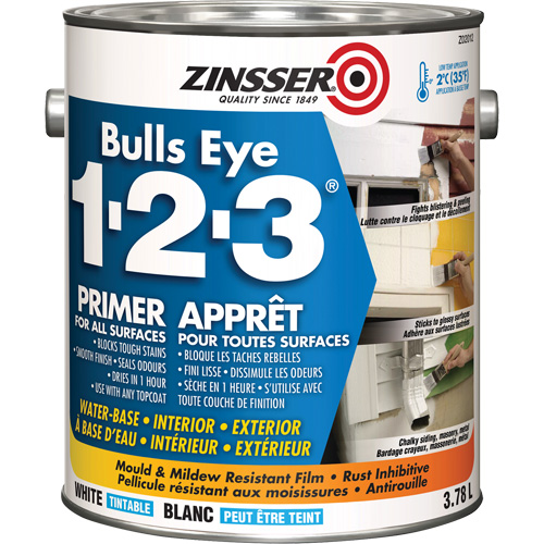 Bulls Eye 1-2-3&reg; Water-Base Primer, 3.78 L, Gallon, White Seaboard Timber Mart