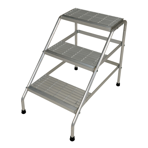 Aluminum Step Stand, 3 Steps, 34-9/16" x 22-13/16" x 30" High Seaboard Timber Mart