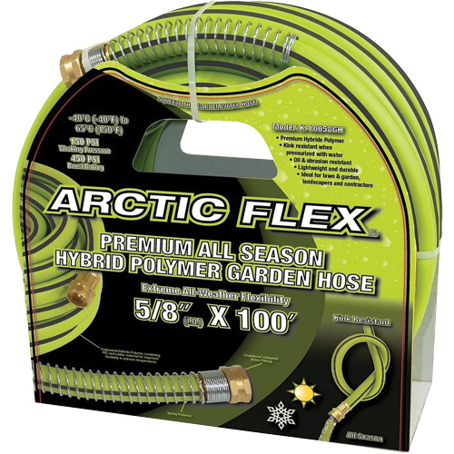 Premium Hybrid Polymer Garden Hose, PVC/Rubber, 5/8" dia. x 100' Seaboard Timber Mart