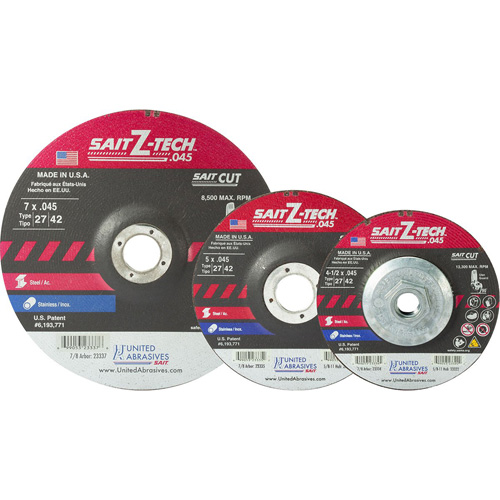 Cutting Wheel, 7" x 0.045", 7/8" Arbor, Type 27, Zirconium, 8500 RPM Seaboard Timber Mart