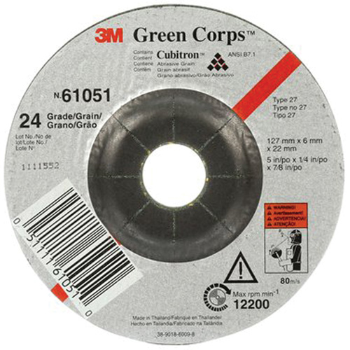 Meule flexible Green Corps, 5" x 1/4", Arbre 7/8", C&eacute;ramique, Type 1 Seaboard Timber Mart