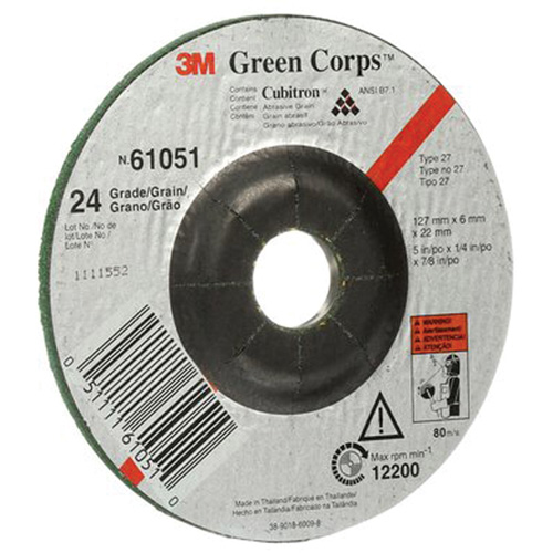 Meule flexible Green Corps, 5" x 1/4", Arbre 7/8", C&eacute;ramique, Type 1 Seaboard Timber Mart