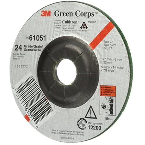 Meule flexible Green Corps, 5" x 1/4", Arbre 7/8", C&eacute;ramique, Type 1 Seaboard Timber Mart