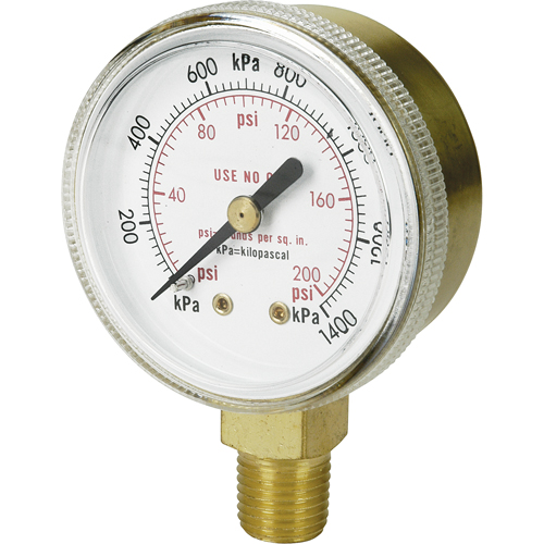 Brass Gauge, 2" , 100 psi, Bottom Mount, Analogue Seaboard Timber Mart