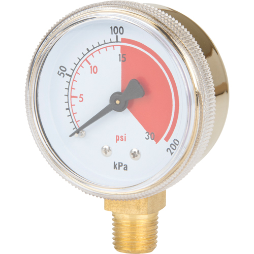 Brass Gauge, 2-1/2" , 30 psi, Bottom Mount, Analogue Seaboard Timber Mart