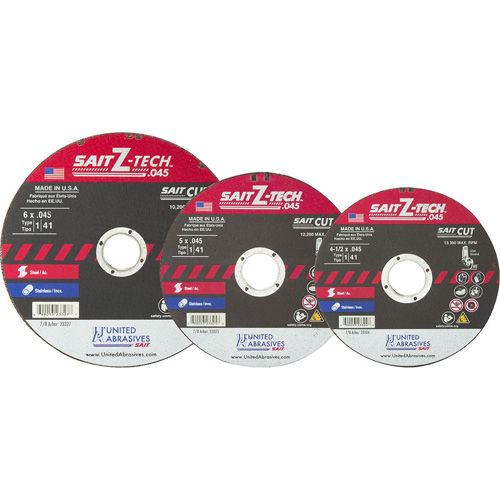 Ztech Cutting Wheel, 7" x 0.045", 5/8" Arbor, Type 1, Zirconium, 8500 RPM Seaboard Timber Mart