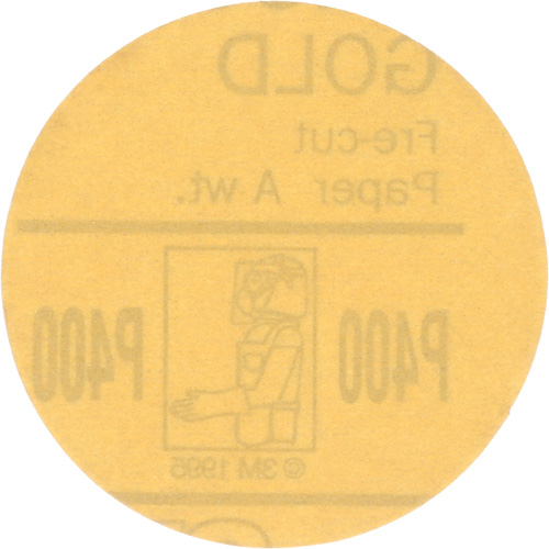 Gold Hookit Disc, 3" Dia., P400 Grit, Aluminum Oxide, C-Weight Seaboard Timber Mart