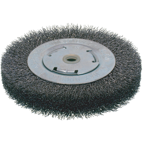 Economy Crimped Wire Wheel Brushes - Wide Face, 6" Dia., 0.014 Fill, 2" Arbor Seaboard Timber Mart