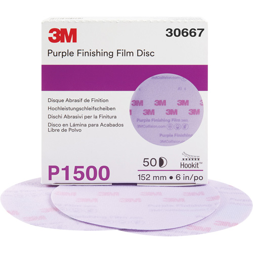 Disque de finition en pellicule violet Hookit, dia 6", Grain P1500, Oxyde d'aluminium Seaboard Timber Mart