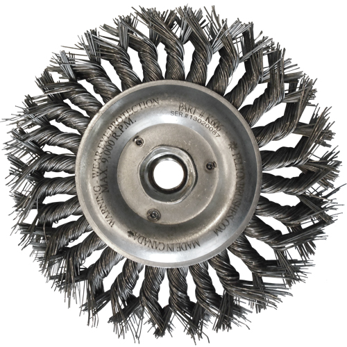 Brosses m&eacute;talliques &agrave; touret, Dia. 6", Fils 0,014", Arbre 5/8"-11, Acier Seaboard Timber Mart
