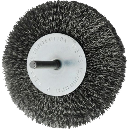 Brosses mont&eacute;es &agrave; fils cr&ecirc;p&eacute;s circulaires, 4", Fils 0,008", Tige 1/4" Seaboard Timber Mart