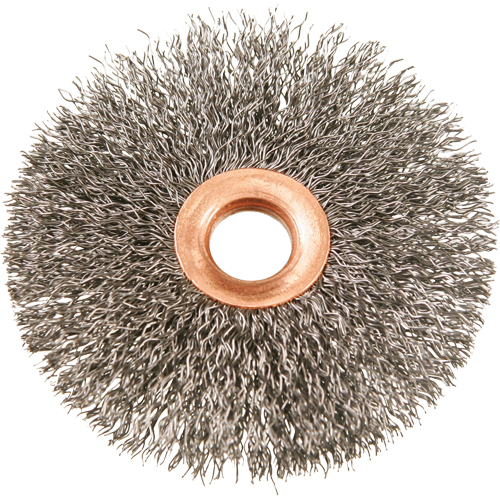 Brosses rotatives &agrave; fils cr&ecirc;p&eacute;s avec moyeu en cuivre 3", 3" dia., Fils 0,012", Arbre 1/2" Seaboard Timber Mart
