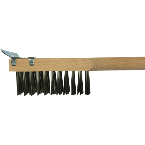 Brosse de nettoyage avec racloir, Acier inoxydable, 3 x 10 rangs de fils, Longueur 20" Seaboard Timber Mart