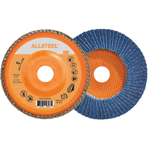 AllSteel Flap Disc, 5" x 7/8", Type 27, 60 Grit, Zirconia Alumina Seaboard Timber Mart