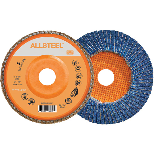 AllSteel Flap Disc, 6" x 7/8", Type 27, 80 Grit, Zirconia Alumina Seaboard Timber Mart