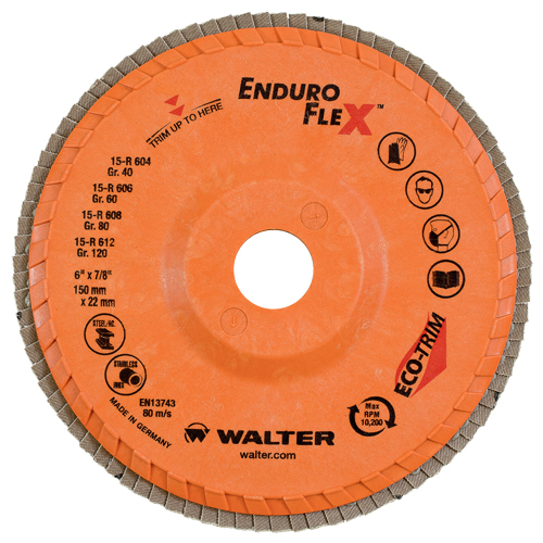Disques &agrave; lamelles Enduro-Flex, 6" x 7/8", Type 27, Grain 40, Zirconium Seaboard Timber Mart