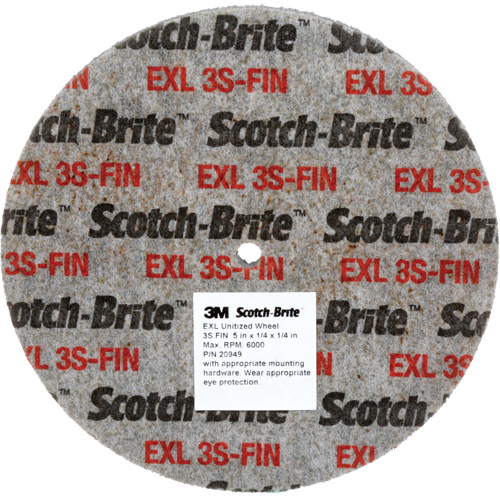 Meule unitaris&eacute;e EXL Scotch-Brite, 5" x 1/4", Arbre de 1/4", Grain de Fin, Carbure de silicium Seaboard Timber Mart