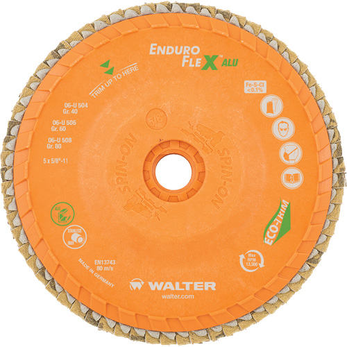 Enduro-Flex Alu Spin-On Flap Disc, 5" x 5/8"-11, Type 27, 80 Grit, Zirconia Alumina Seaboard Timber Mart