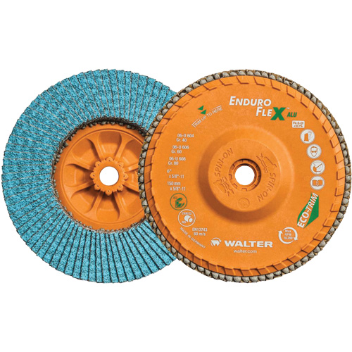 Disque &agrave; lamelles vissable Enduro-Flex Alu, 6" x 5/8"-11, Type 27, Grain 40, Alumine de zirconium Seaboard Timber Mart