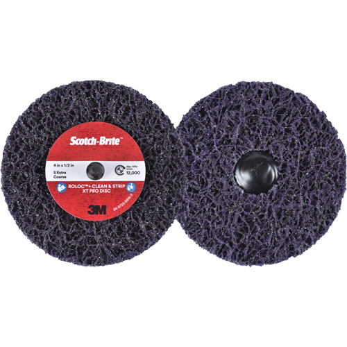 Disque  Clean and Strip  XT Pro Roloc Scotch-Brite, 4" dia., Grain Extra grossier, Carbure de silicium Seaboard Timber Mart