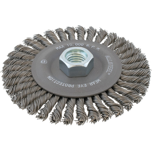 AllSteel Stringer Bead Wire Brush, 6-7/8" Dia., 0.02" Fill, 5/8"-11 Arbor, Steel Seaboard Timber Mart