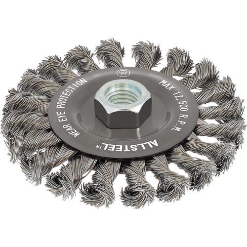 Brosse m&eacute;tallique AllSteel, Dia. 6", Fils 0,02", Arbre 5/8"-11, Acier Seaboard Timber Mart