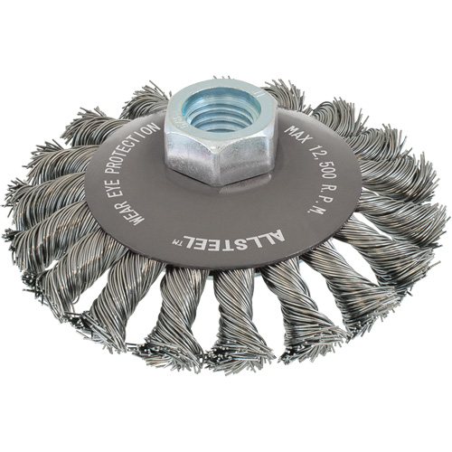 AllSteel Wire Brush, 4" Dia., 0.02" Fill, 5/8"-11 Arbor, Steel Seaboard Timber Mart