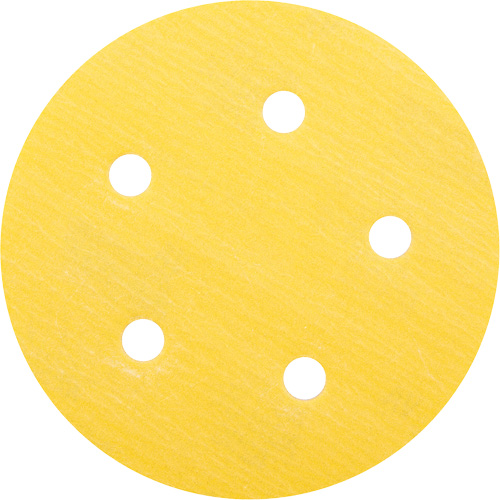 Disque de ponçage en papier H&L Gold Reserve A296 avec trous d'aspiration, dia 5", Grain 320, Oxyde d'aluminium, Poids C Seaboard Timber Mart