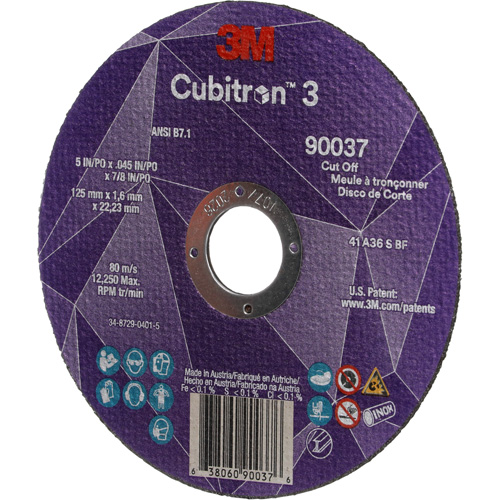 Meule &agrave; tronçonner Cubitron 3, 5" x 0,045", Arbre de 7/8", Type 1, C&eacute;ramique, 12250 Tr/min Seaboard Timber Mart