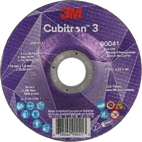 Cubitron 3 Cut-Off Wheel, 4-1/2" x 0.045", 7/8" Arbor, Type T27, Ceramic, 13300 RPM Seaboard Timber Mart