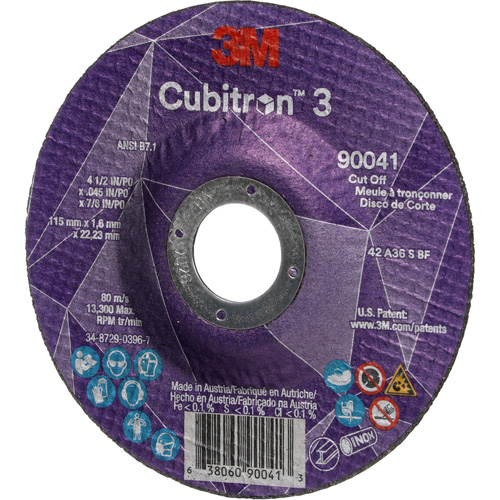 Cubitron 3 Cut-Off Wheel, 4-1/2" x 0.045", 7/8" Arbor, Type T27, Ceramic, 13300 RPM Seaboard Timber Mart