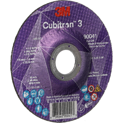 Cubitron 3 Cut-Off Wheel, 4-1/2" x 0.045", 7/8" Arbor, Type T27, Ceramic, 13300 RPM Seaboard Timber Mart