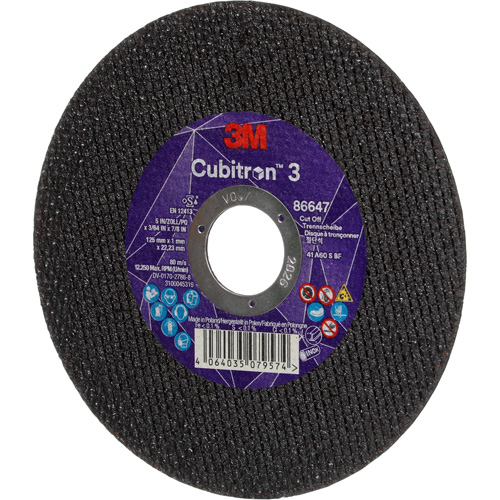 Disque de coupe Cubitron 3, 5" x 9/32", Arbre de 3/8", Type 41 Seaboard Timber Mart