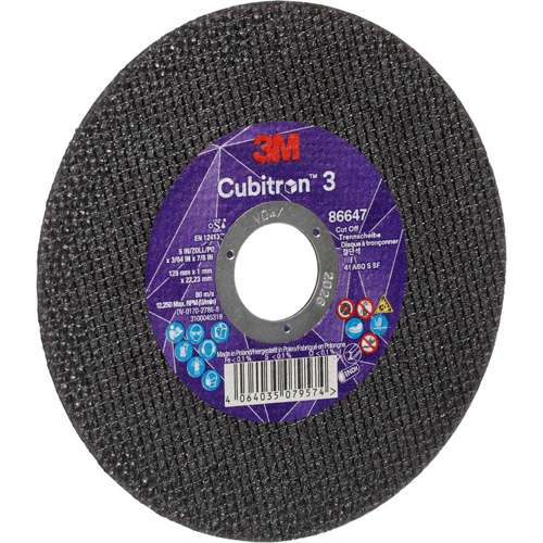 Disque de coupe Cubitron 3, 5" x 9/32", Arbre de 3/8", Type 41 Seaboard Timber Mart