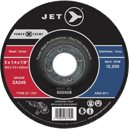 Power-Xtreme ZA24S Grinding Wheel, 4-1/2" x 1/4", 7/8" Arbor, Type 27 Seaboard Timber Mart