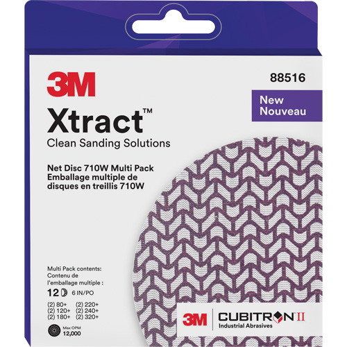 Xtract Cubitron II Net Disc 710W Multi Pack, 6" Dia., 80+/120+/240+/220+/320+/180+ Grit, Ceramic Seaboard Timber Mart