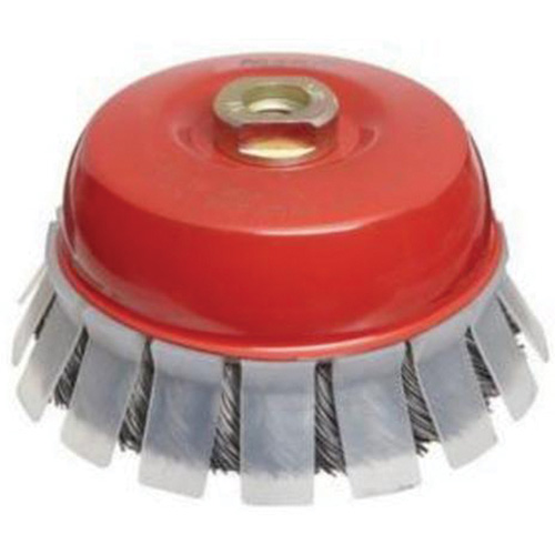 Knotted Wire Cup Brush with Protective Guard, 2-3/4" Dia. x 5/8"-11 Arbor Seaboard Timber Mart