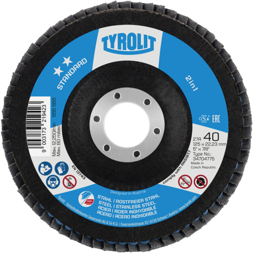 2-in-1 Flap Disc, 4-1/2" x 22.5 mm, Type 27A, 60 Grit, Ceramic Alumina Seaboard Timber Mart