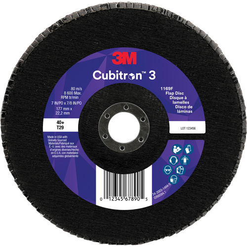 Cubitron 3 Conical  Flap Disc 1169F, 7" x 7/8", Type T29, 40+ Grit, Ceramic Seaboard Timber Mart