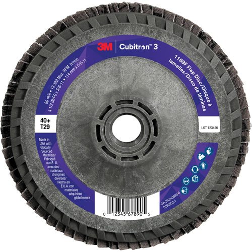 Cubitron 3 Conical  Flap Disc with Quick Change 1169F, 4-1/2" x 5/8"-11, Type T29, 40+ Grit, Ceramic Seaboard Timber Mart