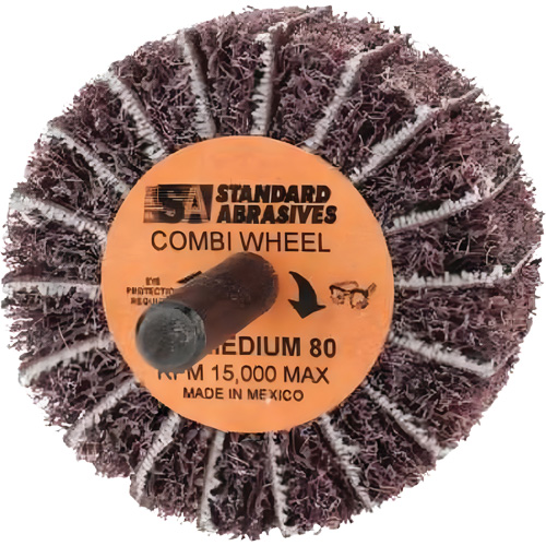 Standard Abrasives Buff and Blend Combi-Wheel 898001, 2" Dia. x 1" W, 1/4" Arbor, Aluminum Oxide Seaboard Timber Mart