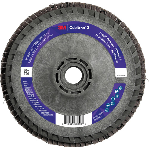 Disque &agrave; lamelles Cubitron 3 1169F, 5" x 5/8"-11, Type T29, Grain 80+, C&eacute;ramique Seaboard Timber Mart