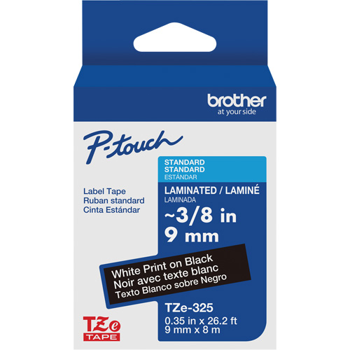 Syst&egrave;mes d'&eacute;tiquetage P-Touch, 9 mm x 314,96" ou 8 m, Blanc sur noir Seaboard Timber Mart