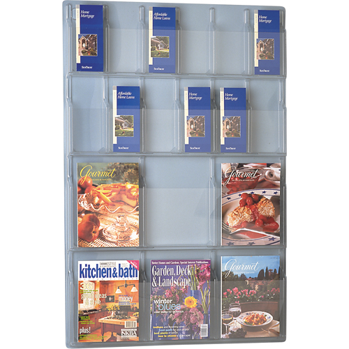 Literature Displays, Wall Mount, 6 Slots, Plastic, 30" W x 45" D x 45" H Seaboard Timber Mart
