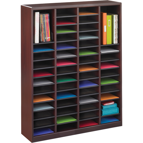 E-Z Stor&reg; Literature Organizer, Stationary, 60 Slots, Wood, 40" W x 3/4" D x 52-1/4" H Seaboard Timber Mart