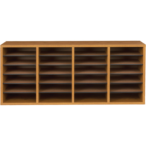 Casier &agrave; compartiments r&eacute;glable pour documentation, Stationnaire, 24 fentes, Bois, 39-1/4" la x 11-3/4" p x 16-1/4" h Seaboard Timber Mart