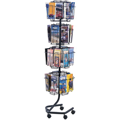 Literature Display Racks - Rotary Floor Displays, Rotating, 32 Slots, Wire Mesh, 15" W x 15" D x 60" H Seaboard Timber Mart