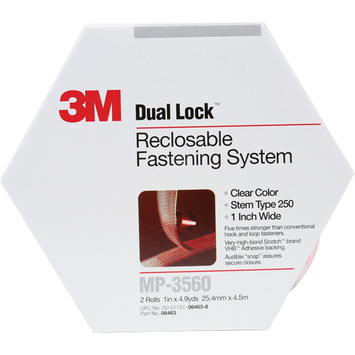 Dual Lock Reclosable Fastener, Self-Mating, 5 yds x 1", Adhesive, Clear Seaboard Timber Mart