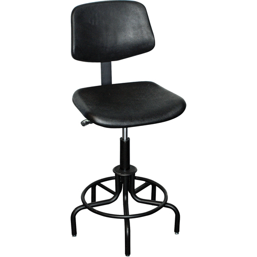 6000 Series Stool with Back, Stationary, Adjustable, 25" - 30", Polyurethane Seat, Black Seaboard Timber Mart