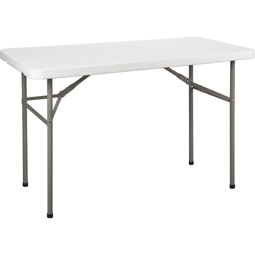 Folding Table, Rectangular, 48" L x 24" W, Polyethylene, White Seaboard Timber Mart
